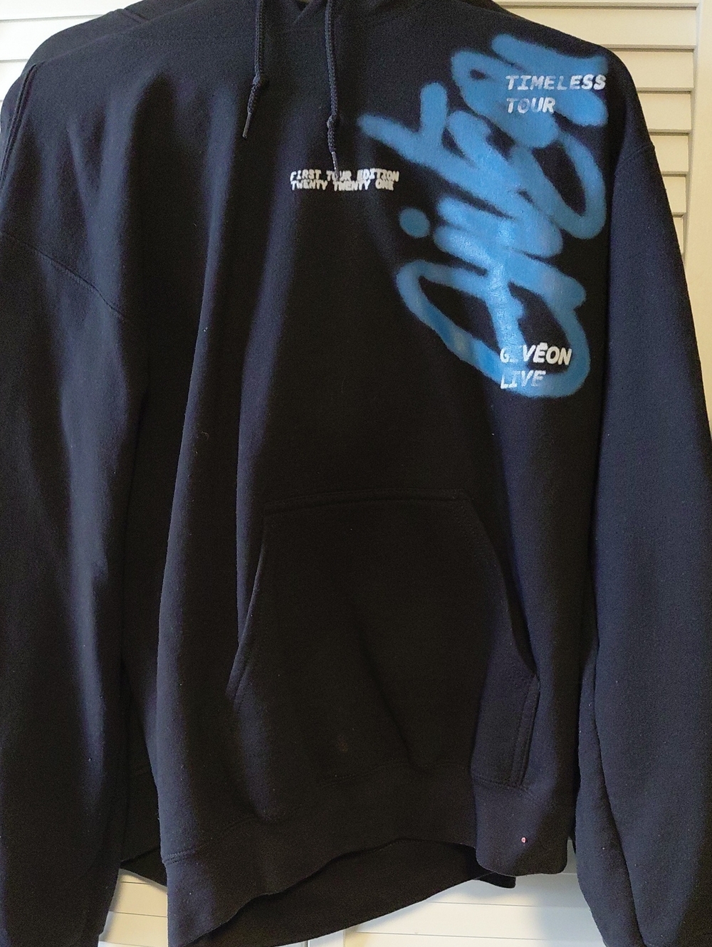 Giveon Live-Black Hoodie with Blue Graffiti Accent - Timeless Tour Style